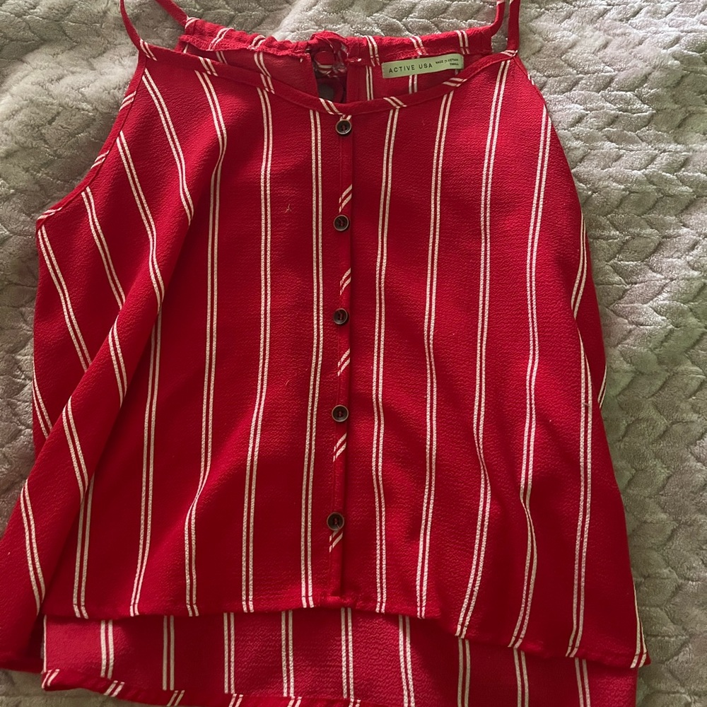 Active USA red and white striped tank top